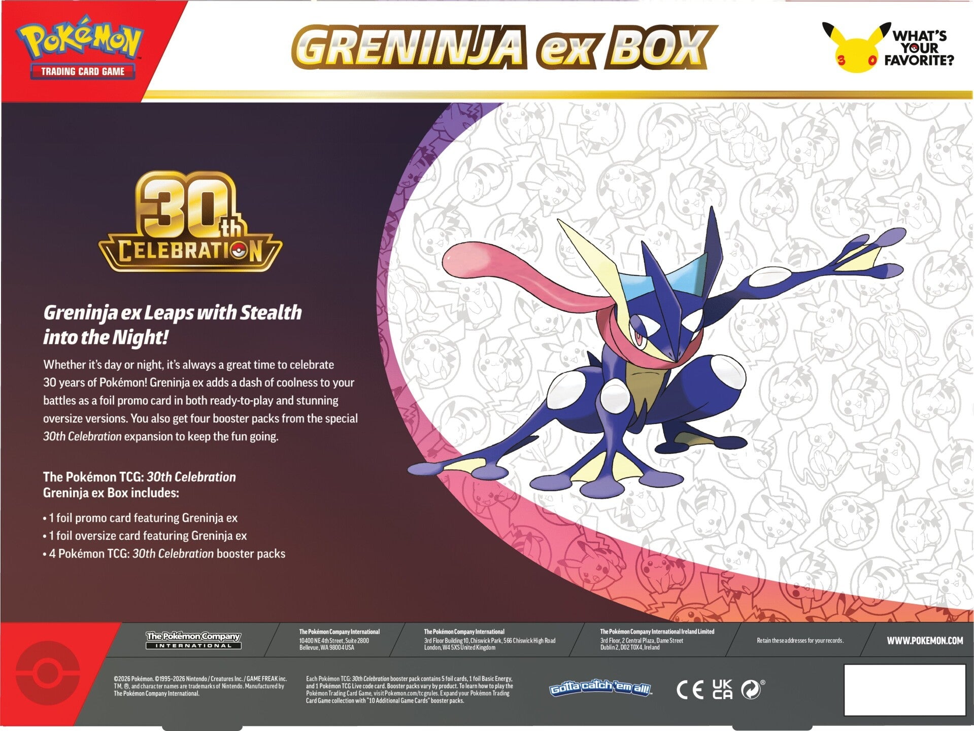 Pokemon TCG: 30th Celebration - Greninja ex Box
