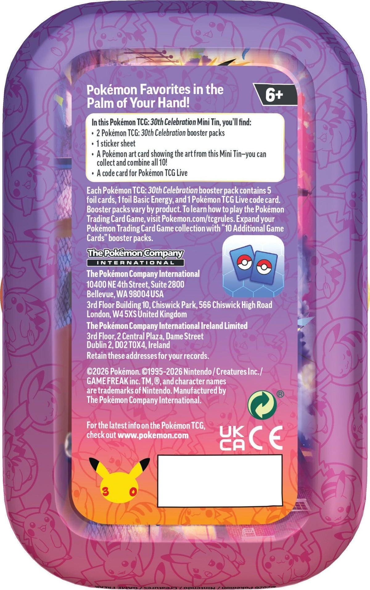 Pokemon TCG: 30th Celebration - Mini Tin - Pikachu (Night)