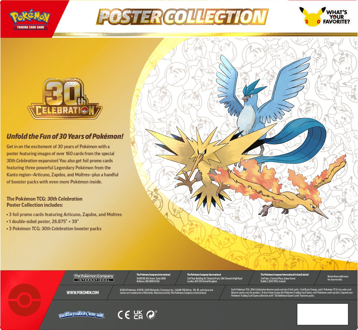 Pokemon TCG: 30th Celebration - Premium Poster Collection - Legendary Birds