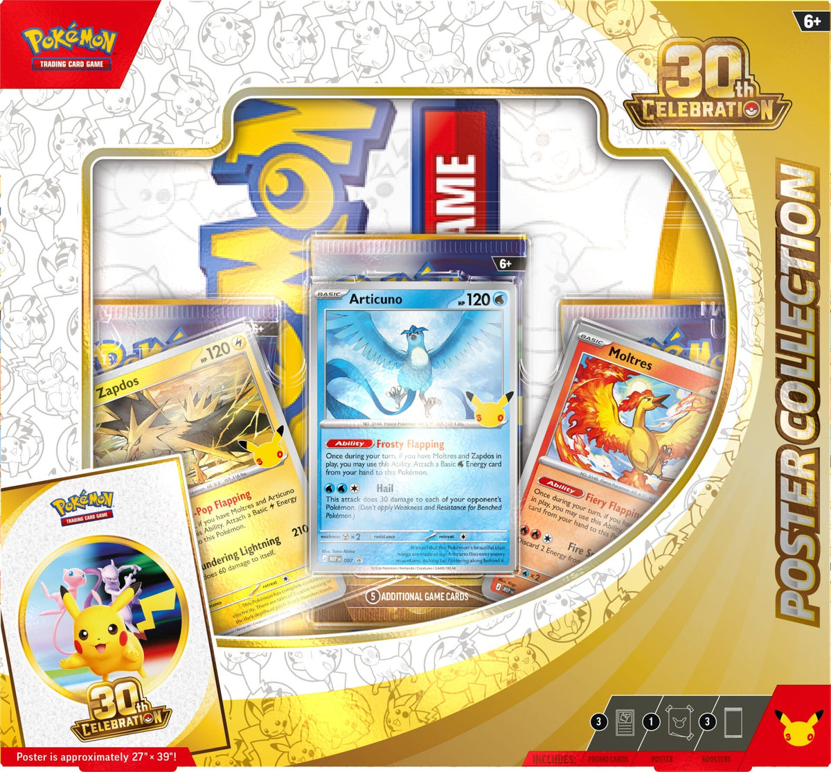 Pokemon TCG 30th Celebration Premium Poster Collection Legendary Birds