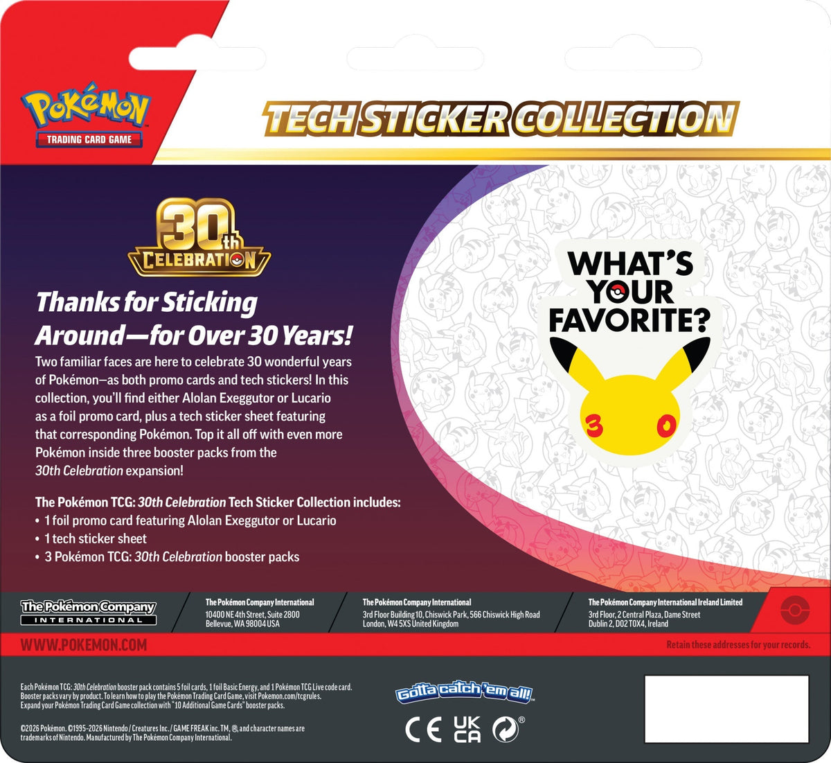 Pokemon TCG: 30th Celebration - Tech Sticker Collection - Lucario
