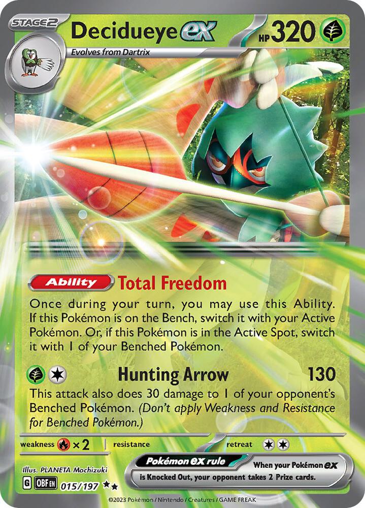 Decidueye ex 015/197 Holofoil, Obsidian Flames Pokémon card