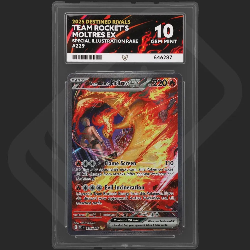Pokemon - Destined Rivals - Team Rocket's Moltres ex - 229/182 - Ace Grading - Grade 10