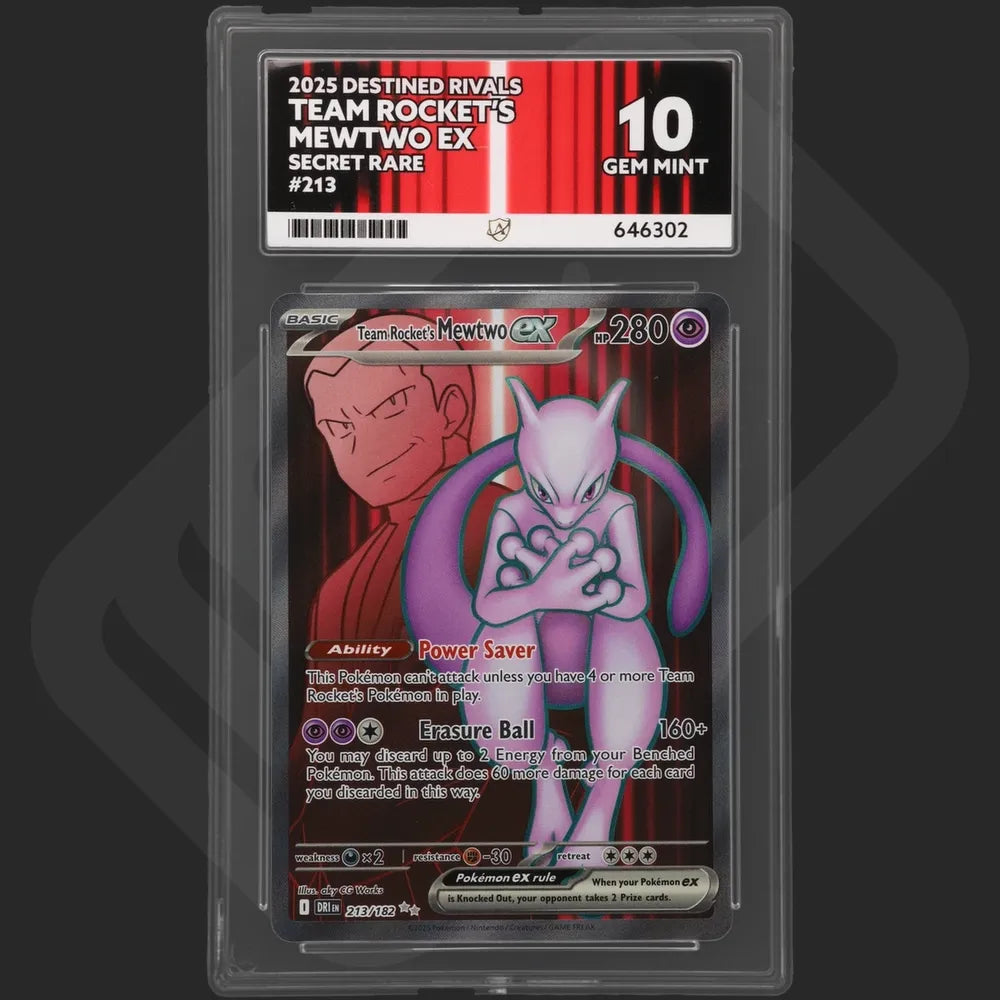 Pokemon - Destined Rivals - Team Rocket's Mewtwo ex - 213/182 - Ace Grading - Grade 10