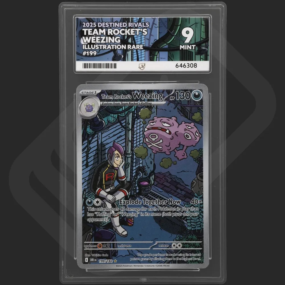Pokemon - Destined Rivals - Team Rocket's Weezing - 199/182 - Ace Grading - Grade 9