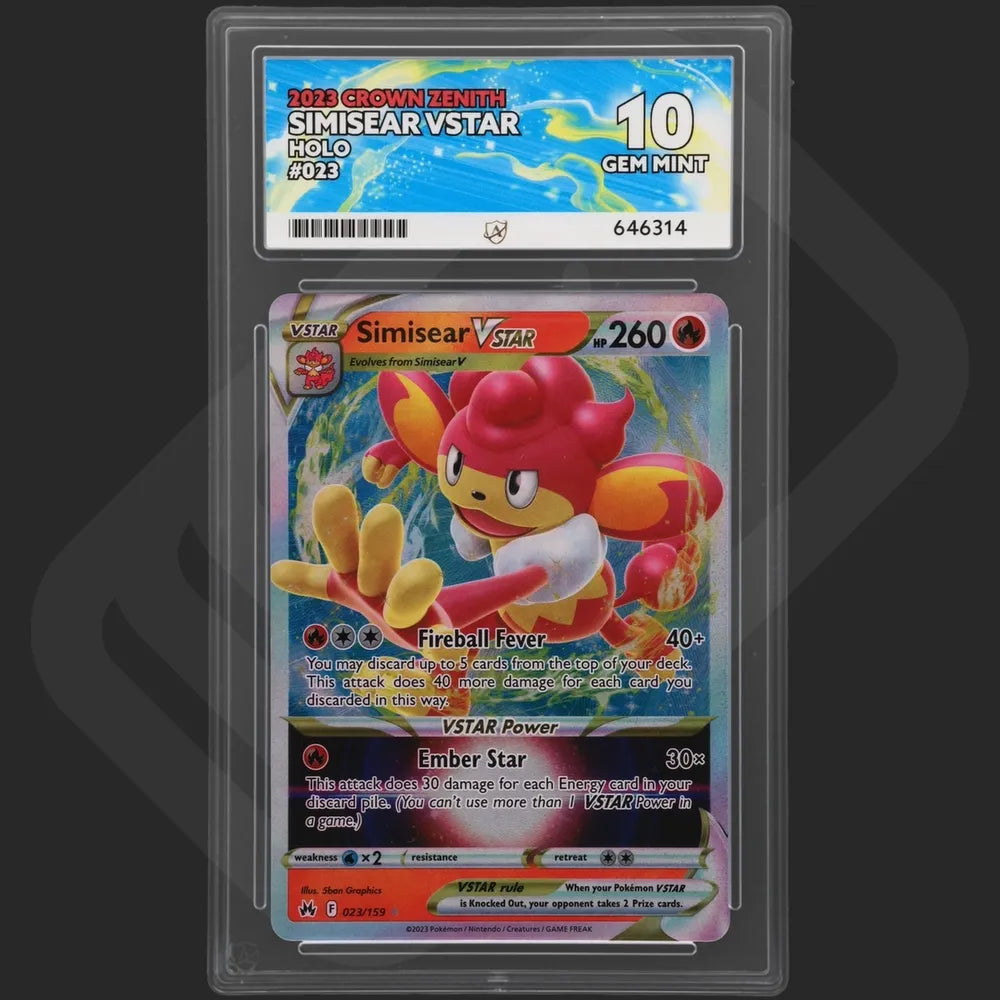 Pokemon - Crown Zenith - Simisear VSTAR - 023/159 - Ace Grading - Grade 10