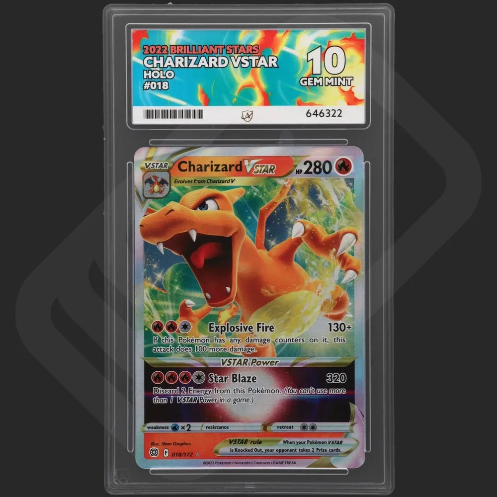 Pokemon - Brilliant Stars - Charizard VSTAR - 018/172 - Ace Grading - Grade 10