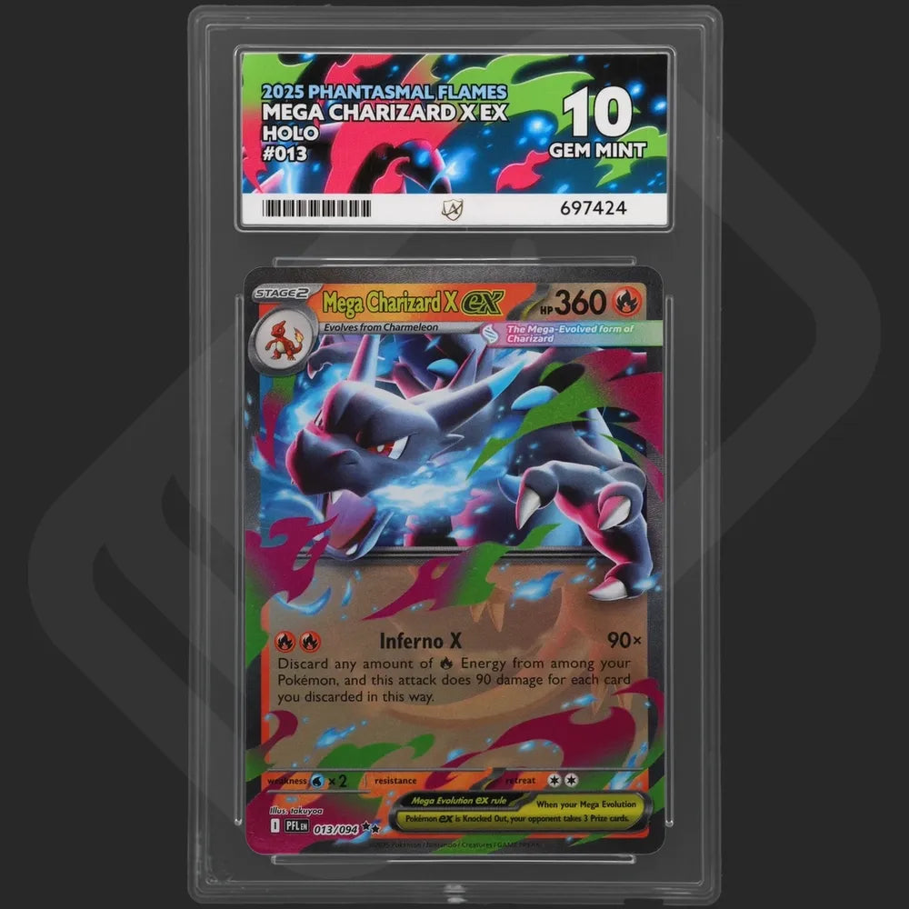 Pokemon - Phantasmal Flames - Mega Charizard X ex - 013/094 - Ace Grading - Grade 10