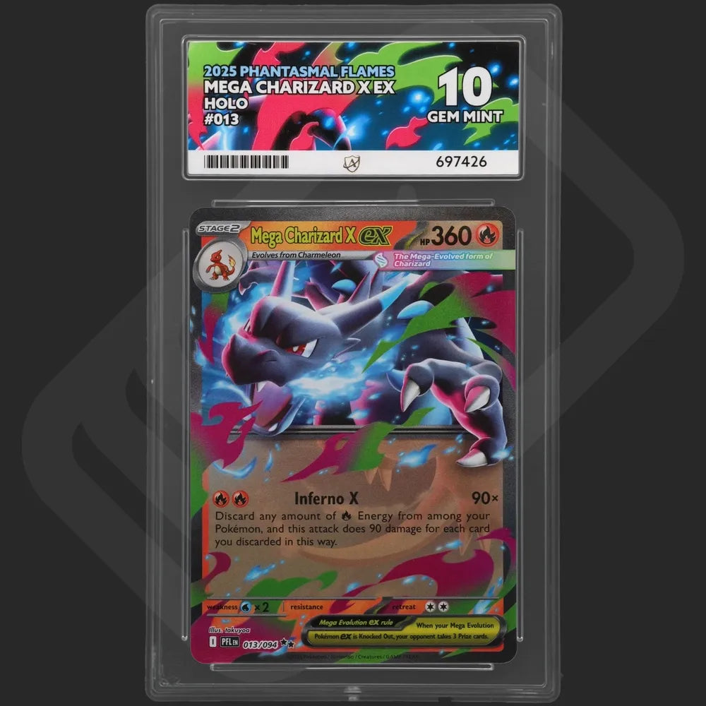 Pokemon - Phantasmal Flames - Mega Charizard X ex - 013/094 - Ace Grading - Grade 10