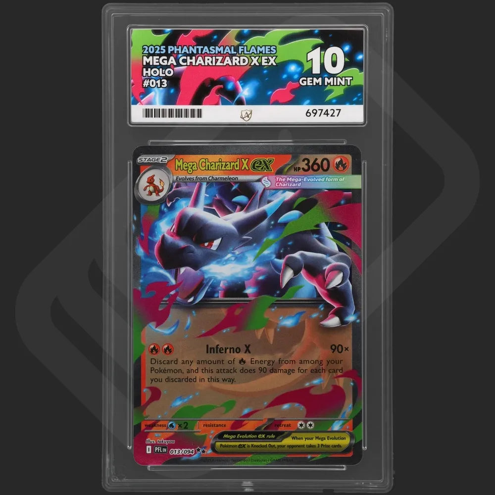 Pokemon - Phantasmal Flames - Mega Charizard X ex - 013/094 - Ace Grading - Grade 10