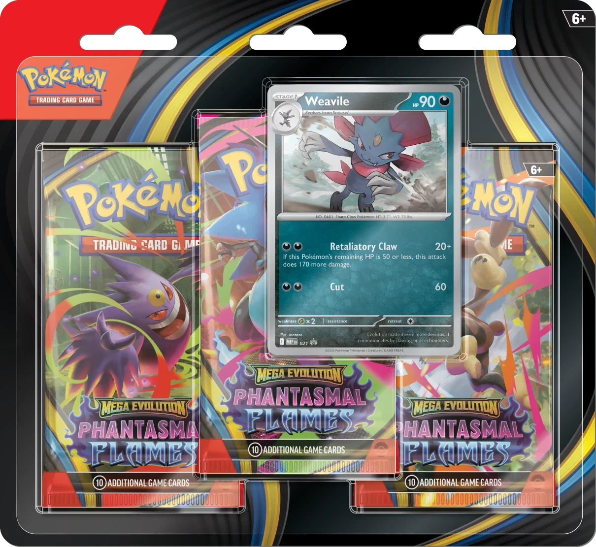 Pokemon TCG: Phantasmal Flames - 3 Pack Blister - Weavile