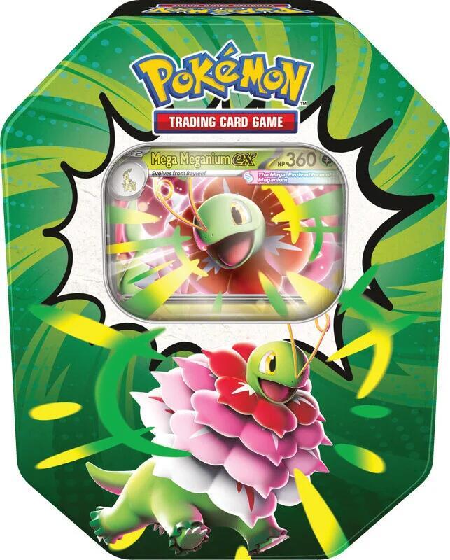 Ascended Heroes Tin, Mega Meganium ex, front