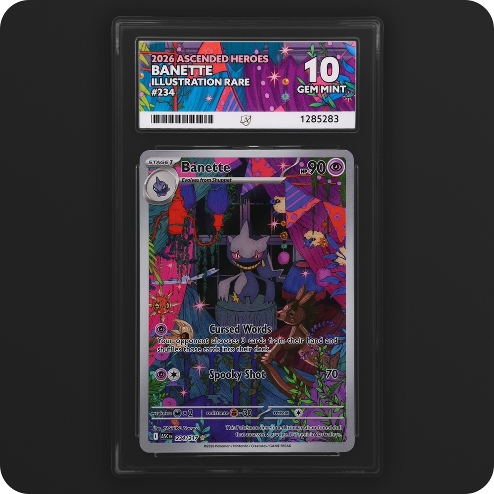 Banette 234/217 Ascended Heroes Ace Grading 10, front of the graded slab