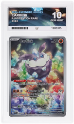 Carbink 242/217 Ascended Heroes Ace Grading 10, close-up front view of the certified slab