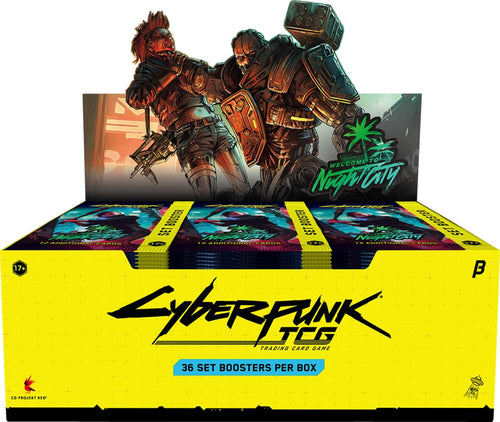 Cyberpunk TCG Welcome to Night City Beta Booster Box, 36 packs, front