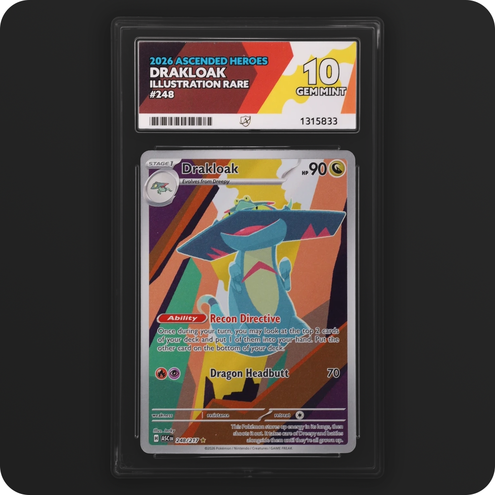 Drakloak 248/217 Ascended Heroes Ace Grading 10, front of the graded slab