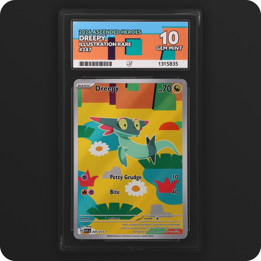 Dreepy 247/217 Ascended Heroes Ace Grading 10, front of the graded slab