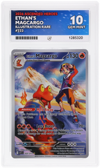 Ethan’s Magcargo 222/217 Ascended Heroes Ace Grading 10, close-up front view of the certified slab