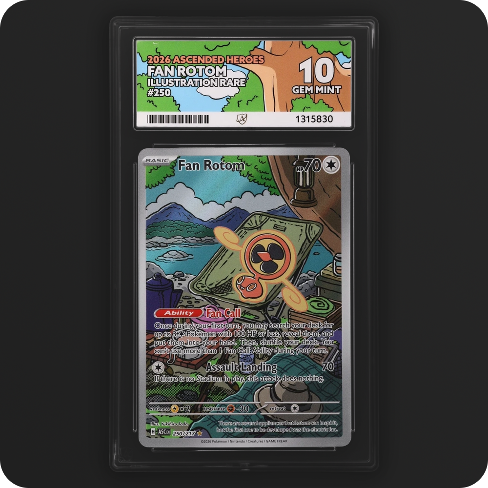 Fan Rotom 250/217 Ascended Heroes Ace Grading 10, front of the graded slab