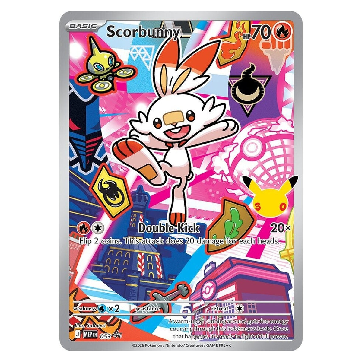 Scorbunny illustration rare-style promo, MEP 053 (Galar)