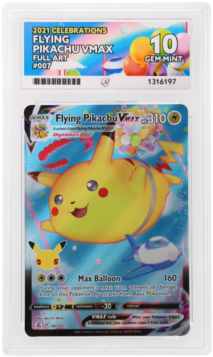 Flying Pikachu VMAX 007/025 Celebrations Ace Grading 10 — close-up front view of the certified slab