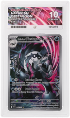 Galarian Obstagoon 245/217 Ascended Heroes Ace Grading 10, close-up front view of the certified slab