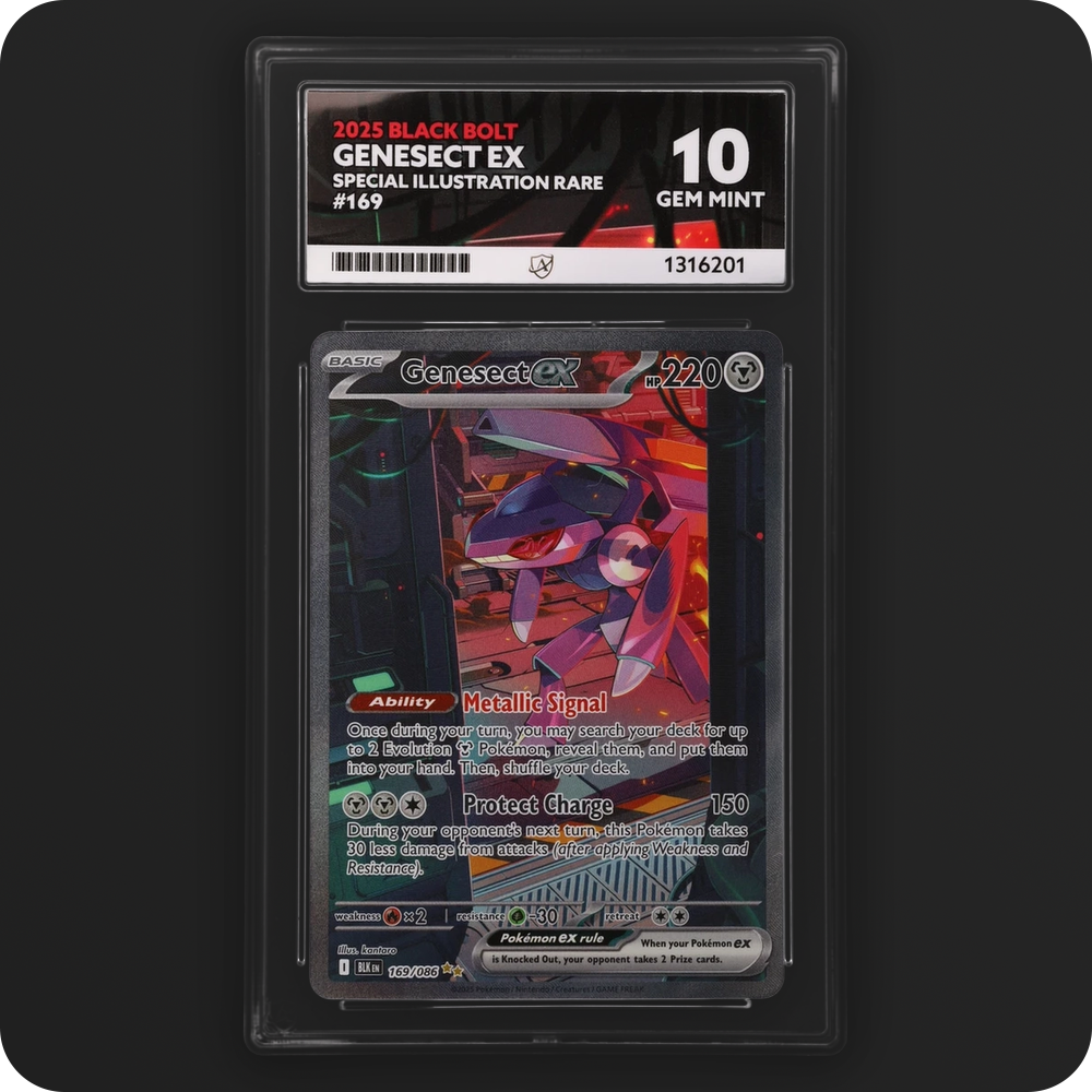 Genesect ex 169/086 Black Bolt Ace Grading 10 — front of the graded slab