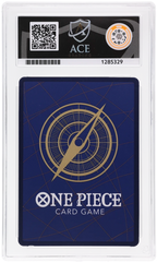 Gol.D.Roger OP09-118 Emperors In The New World Ace Grading 10, close-up back view of the certified slab