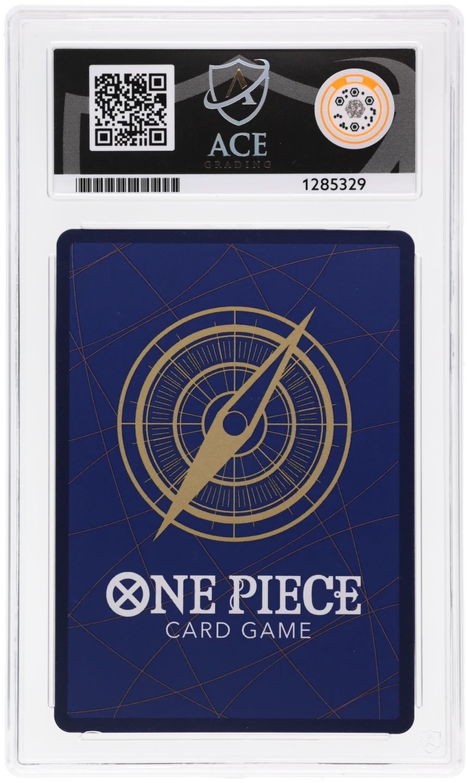 Gol.D.Roger OP09-118 Emperors In The New World Ace Grading 10, close-up back view of the certified slab