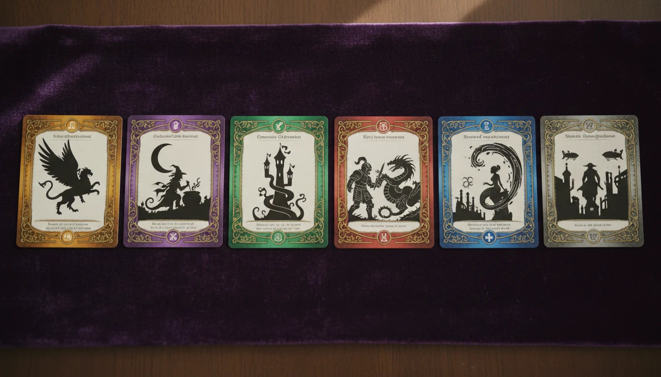 Examples of Character, Action, Item, and Song cards from Disney Lorcana