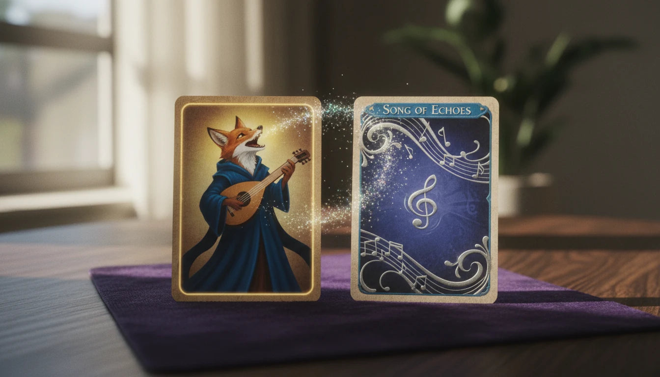 A Disney Lorcana character singing a Song card