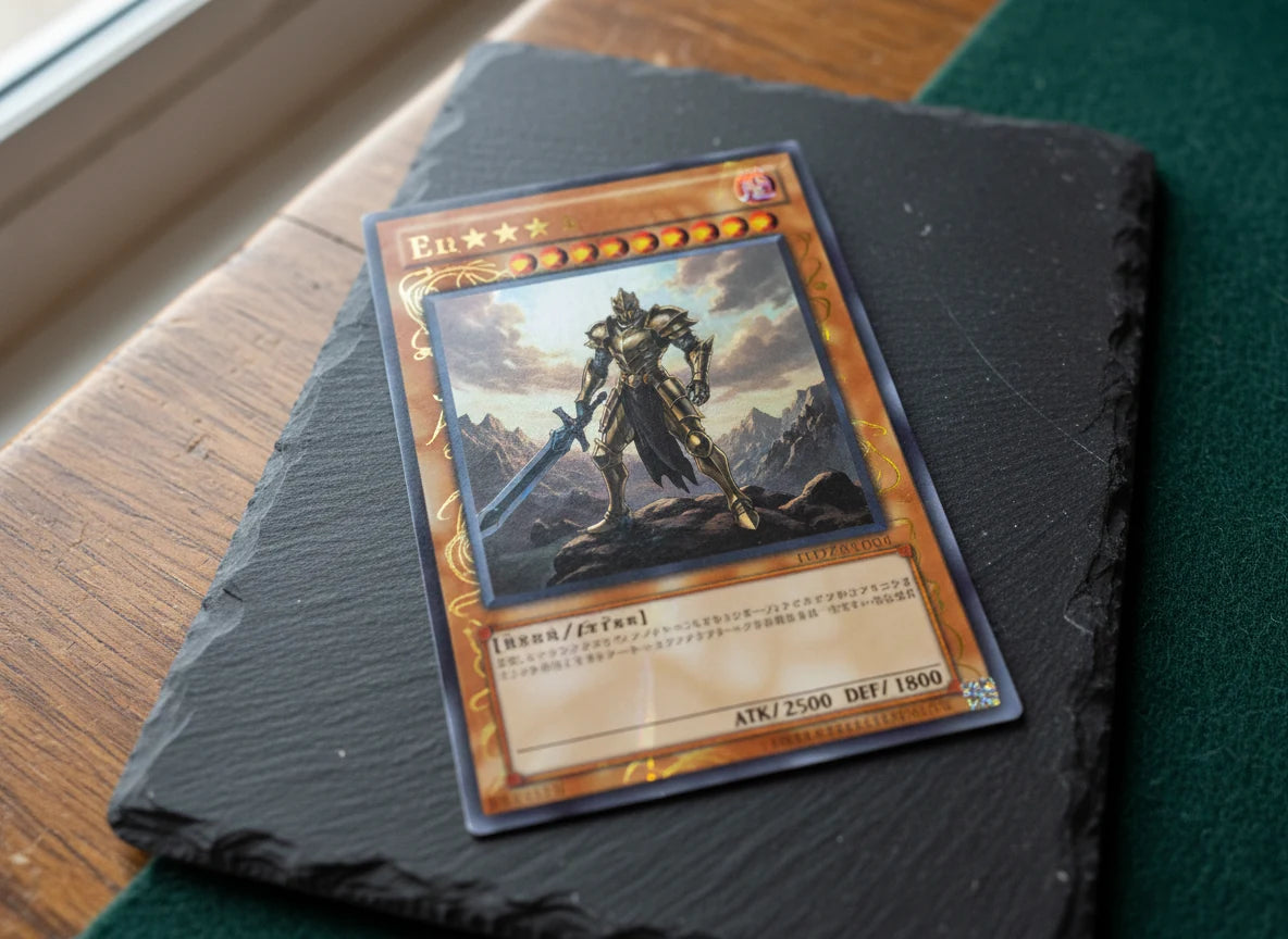 Labelled diagram showing all parts of a Yu-Gi-Oh! Monster card