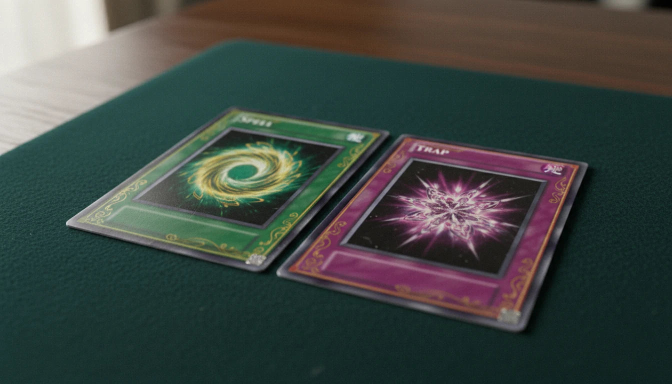 Different types of Yu-Gi-Oh! Spell and Trap cards arranged by sub-type