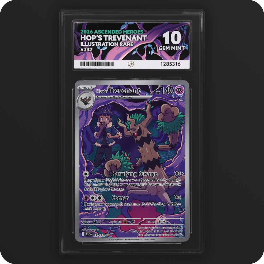 Hop's Trevenant 237/217 Ascended Heroes Ace Grading 10, front of the graded slab
