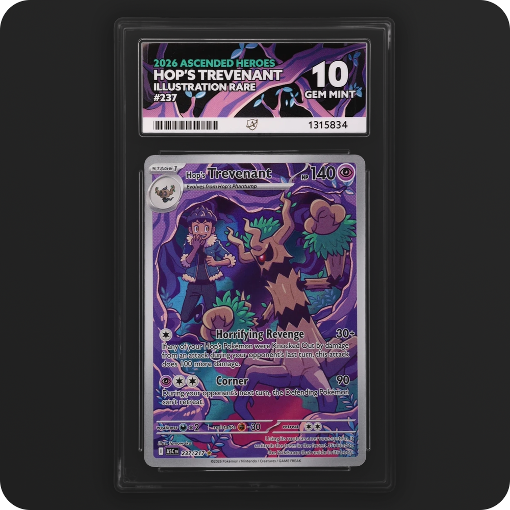 Hop's Trevenant 237/217 Ascended Heroes Ace Grading 10, front of the graded slab