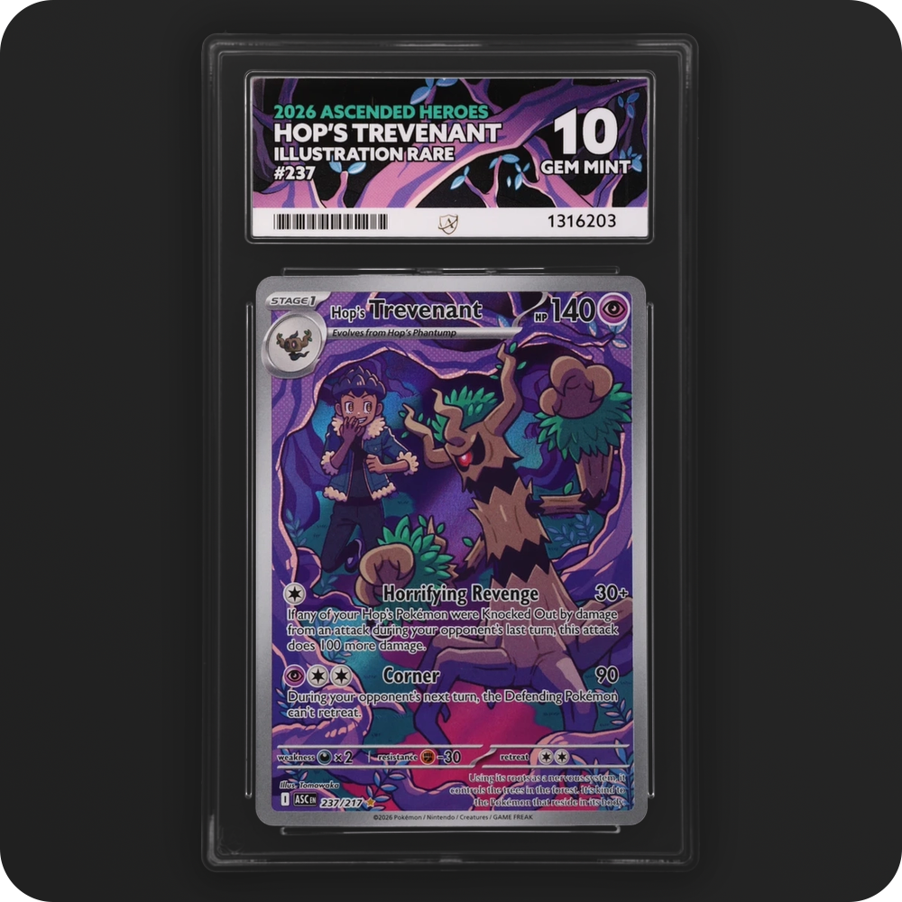 Hop's Trevenant 237/217 Ascended Heroes Ace Grading 10, front of the graded slab
