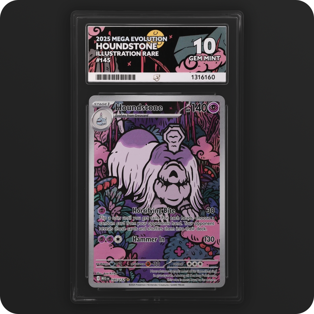 Houndstone 145/132 Mega Evolution Ace Grading 10 — front of the graded slab
