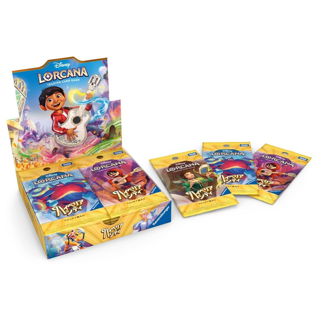 Disney Lorcana Hyperia City Japanese booster box, box and packs