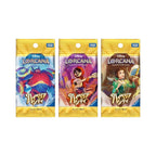 Disney Lorcana Hyperia City Japanese booster box, the three pack designs