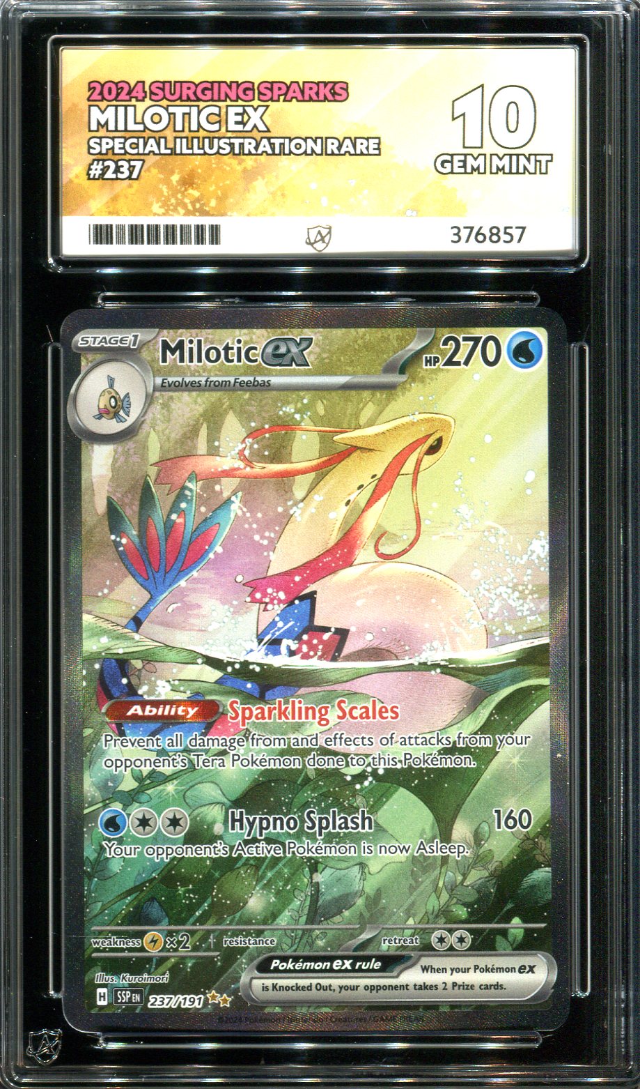 Pokemon - Surging Sparks - Milotic ex - 237/191 - Ace Grading - Grade 10 Mint