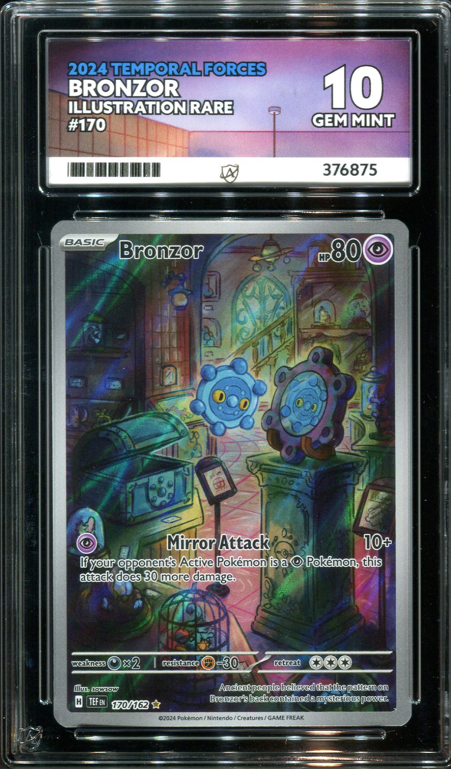 Pokemon - Temporal Forces - Bronzor - 170/162 - Ace Grading - Grade 10 Mint