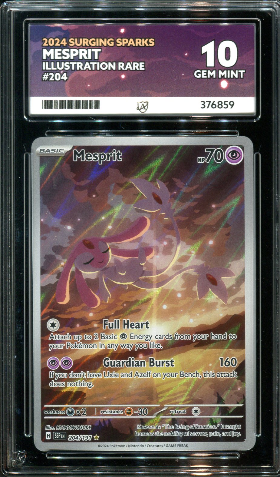 Pokemon - Surging Sparks - Mesprit - 204/191 - Ace Grading - Grade 10 Mint
