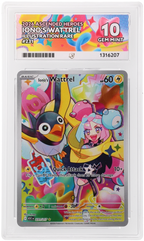 Iono’s Wattrel 231/217 Ascended Heroes Ace Grading 10, close-up front view of the certified slab
