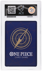 Jinbe OP14-049 The Azure Sea's Seven Ace Grading 10, close-up back view of the certified slab
