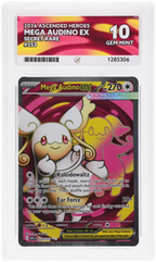 Mega Audino ex 253/217 Ascended Heroes Ace Grading 10, close-up front view of the certified slab