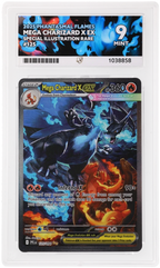 Mega Charizard X ex 125/094 Phantasmal Flames Ace Grading 9 — close-up front view of the certified slab