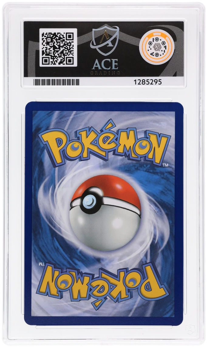 Mega Charizard Y ex 022/217 Ascended Heroes Ace Grading 10, close-up back view of the certified slab