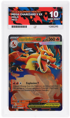 Mega Charizard Y ex 022/217 Ascended Heroes Ace Grading 10, close-up front view of the certified slab