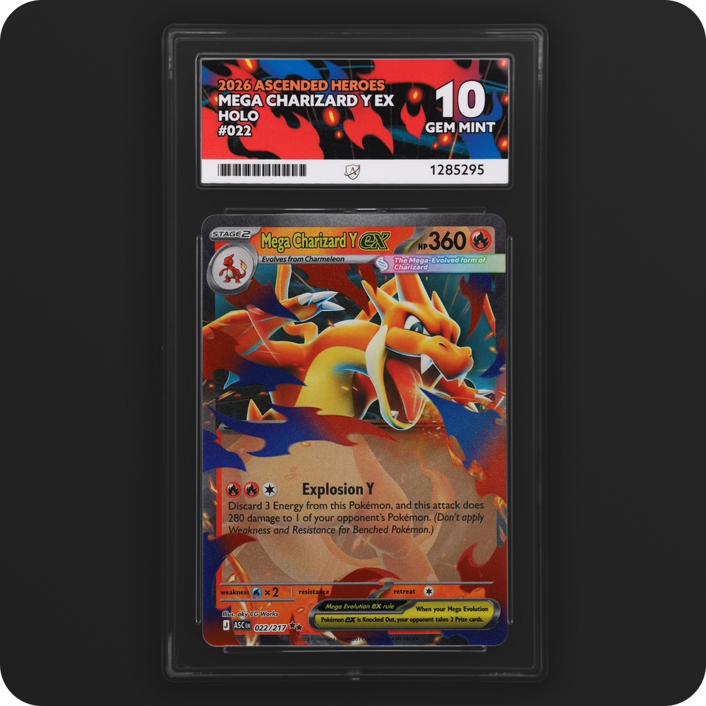 Mega Charizard Y ex 022/217 Ascended Heroes Ace Grading 10, front of the graded slab
