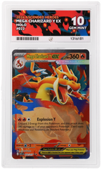 Mega Charizard Y ex 022/217 Ascended Heroes Ace Grading 10, close-up front view of the certified slab